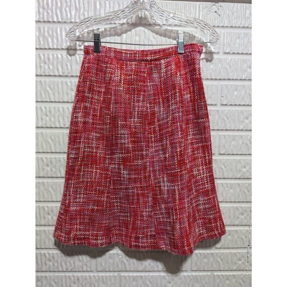 Kasper Women's Variegated Pink Acrylic Tweed Fit Flare Skirt Size 2P - Picture 1 of 8